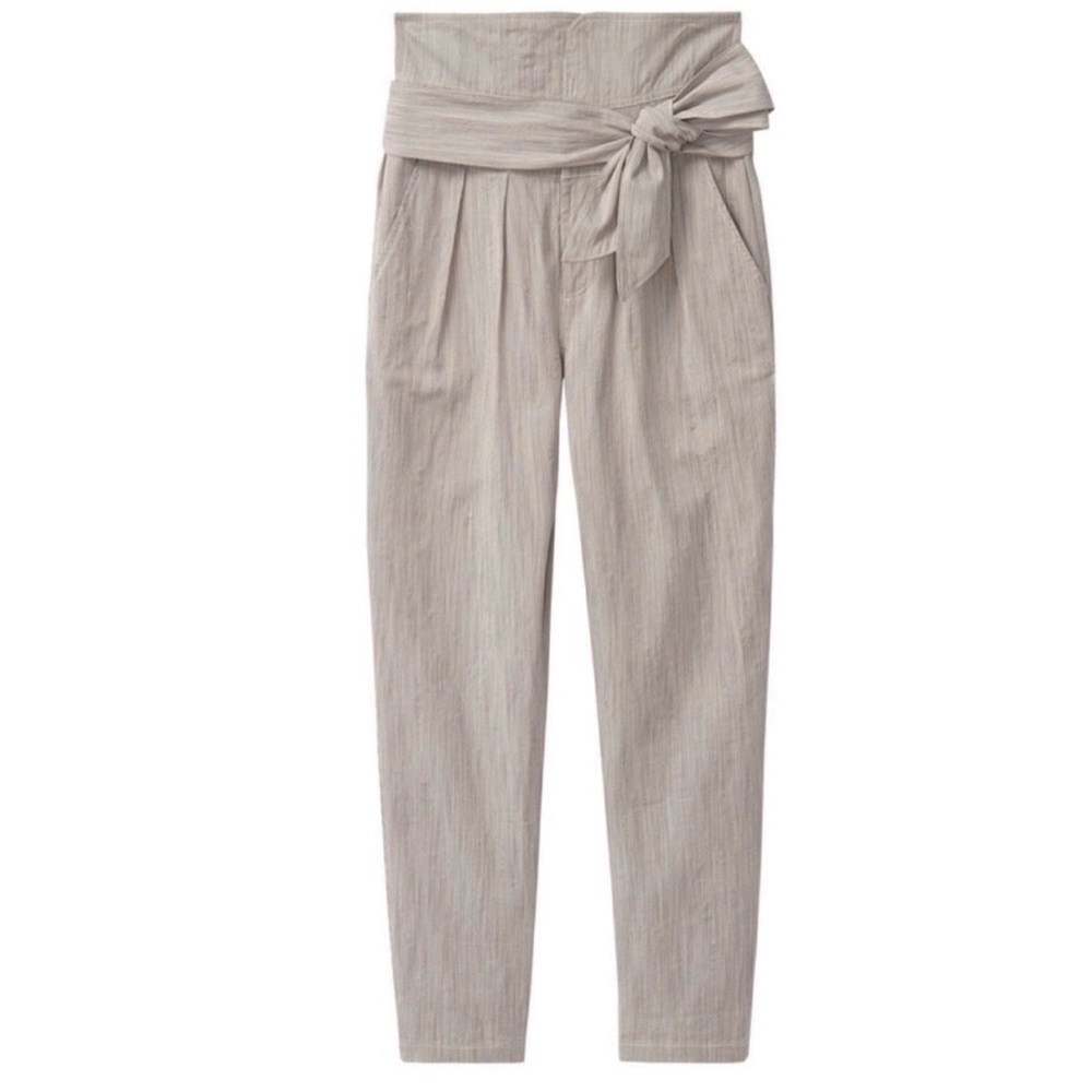 La Vie Rebecca Taylor Crisp Gray Stripe High Waist Belted Dress Pants Size M 8